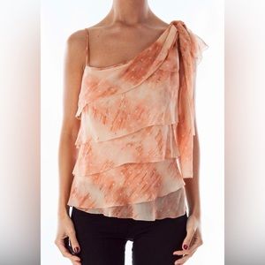 BCBGMaxAzria one shoulder silk blouse